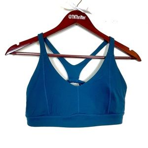 Prana Women’s Racerback Strappy Back Sports Bra Small Teal Blue Gym Fitness 90s